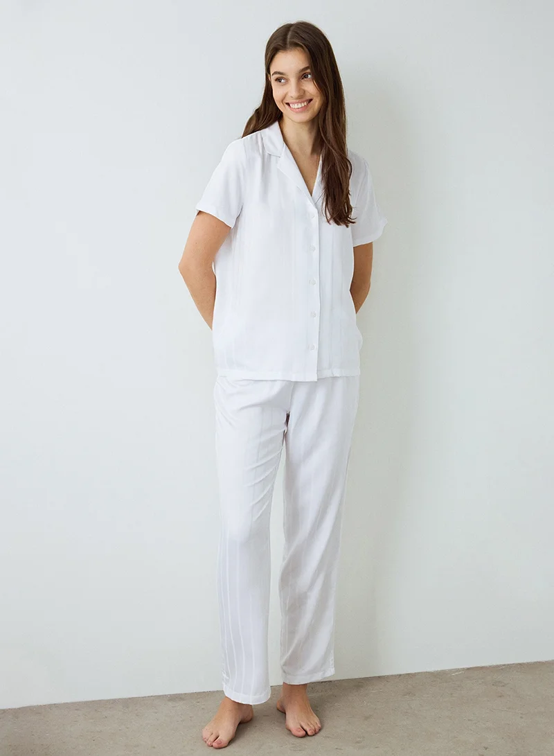 Penti Aria Satin Shirt Collar Short Sleeve Pajama Set